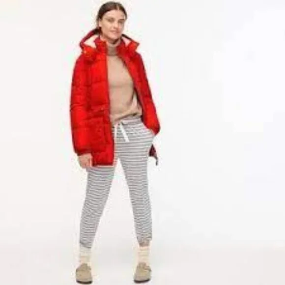 j.crew chateau puffer jacket with primaloft in brilliant sunset, size Small